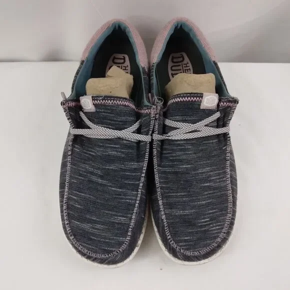 Hey Dude Wendy Funk Jersey Shoes Charcoal Gray & Light Mauve Women's Size 10 - Picture 4 of 12